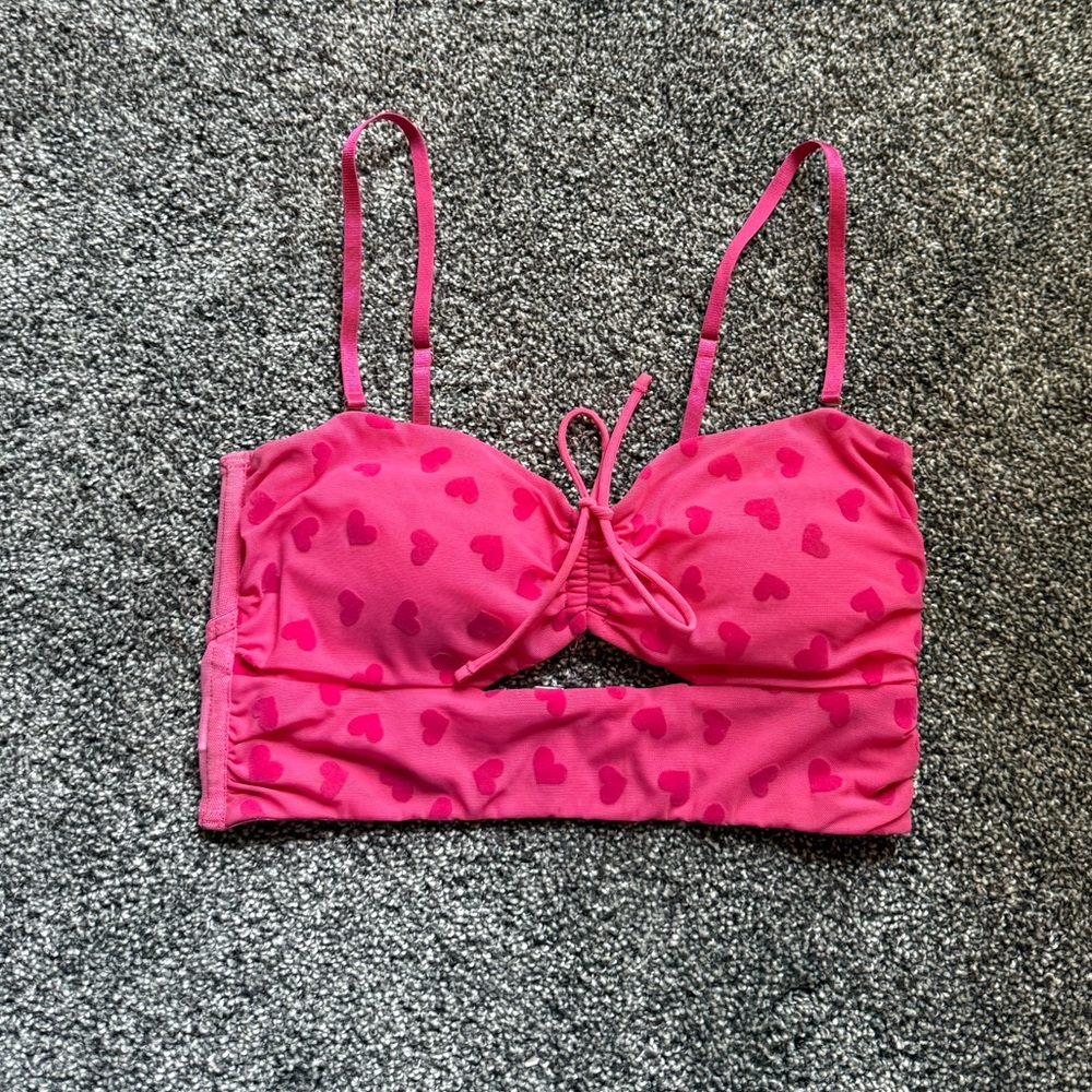 Pink Heart Patterned Bralette/Crop Top
